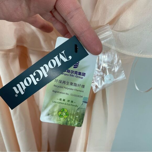 NWT ModCloth Wrapped in Rapture Light Pink Chiffon Maxi Dress Size Large - Picture 9 of 12